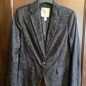 Y2K Forever 21 Essentials Black Lace Damask Jacquard Long Sleeve Blazer Size M